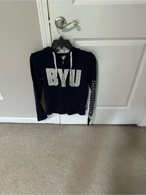 PINK Victoria's Secret Navy Hoodie with Cream Drawstrings